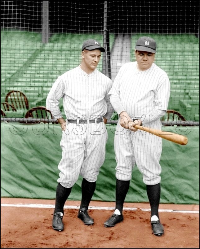 Babe Ruth Rabbit Maranville Colorized 8X10 Photo - 1935 Boston