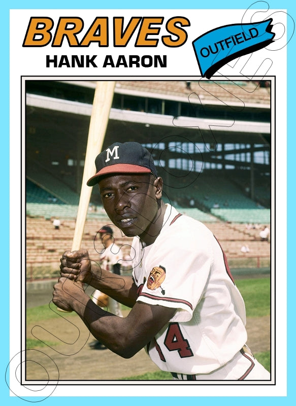 Hank Aaron 1977 Topps Custom Card - 4875 – OUR3DOXIES