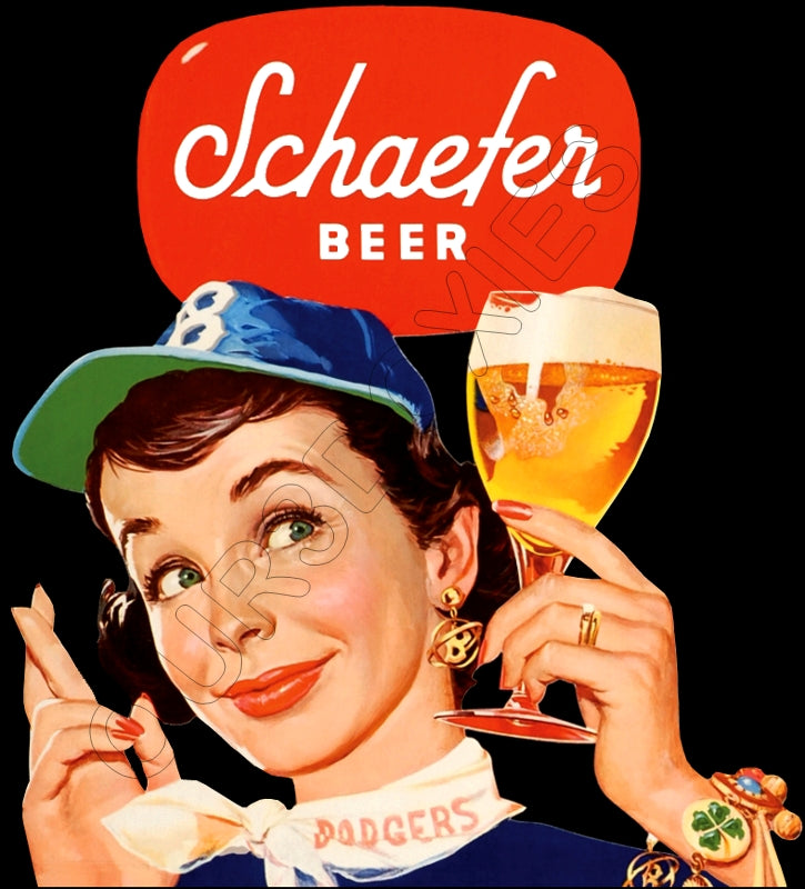 AAROENLYS Retro Tin Sign Schaefer Beer and Brooklyn Dodgers Metal Sign Wall Art