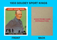 Knute Rockne 1933 Goudey Sport Kings Reproduction Card - 3707