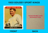 Babe Ruth 1933 Goudey Sport Kings Reproduction Card - 3708