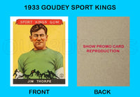 Jim Thorpe 1933 Goudey Sport Kings Reproduction Card - 3709