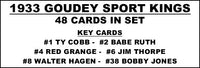 1933 Goudey Sport Kings Cards Custom Made Album Binder Inserts 3 Sizes - 3439