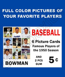 1950 Bowman Baseball Cards Custom Made Album Binder Inserts 3 Sizes - 3447