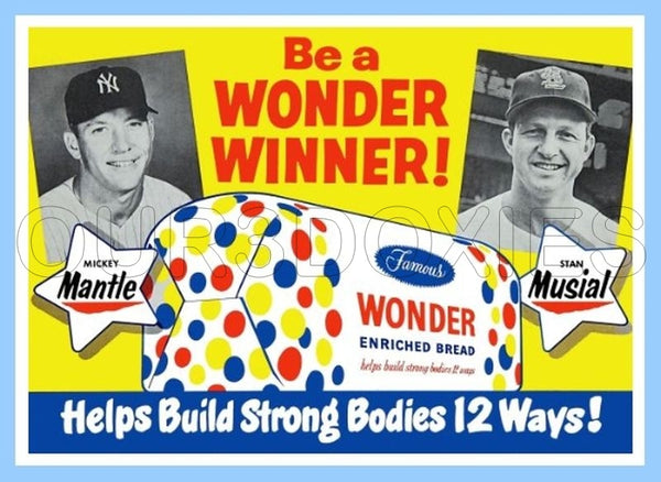 Mickey Mantle Stan Musial 1950's Wonder Bread Custom Card - 4004