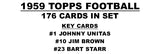 1959 Topps Football Cards Custom Made Album Binder Inserts 3 Sizes - 3475