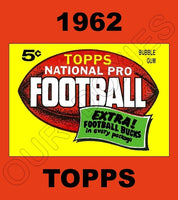 1962 Topps Football Cards Custom Made Album Binder Inserts 3 Sizes - 3496