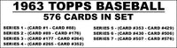 1963 Topps Baseball Cards Custom Made Album Binder 3 Sizes - 3501