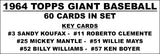 1964 Topps Giants Cards Custom Made Album Binder Inserts 3 Sizes - 3515