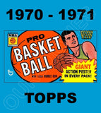 1970 Topps Basketball Cards Custom Made Album Binder Inserts 3 Sizes - 3551