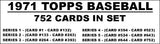 1971 Topps Baseball Cards Custom Made Album Binder 3 Sizes - 3554