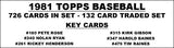 1981 Topps Baseball Cards Custom Made Album Binder Inserts 3 Sizes - 3595