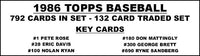 1986 Topps Baseball Cards Custom Made Album Binder Inserts 3 Sizes - 3606