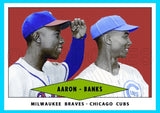 Hank Aaron Ernie Banks 1954 Red Heart Custom Card - 4048