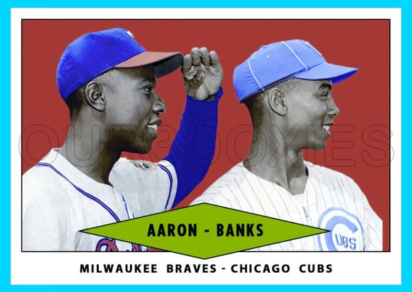 Hank Aaron Ernie Banks 1954 Red Heart Custom Card - 4048