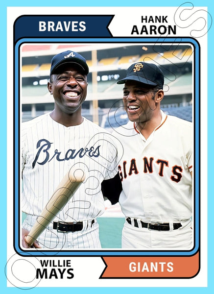 Hank Aaron Willie Mays 1974 Topps Custom Card - 4799