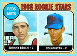 Johnny Bench Nolan Ryan 1968 Topps Custom Card - 4954