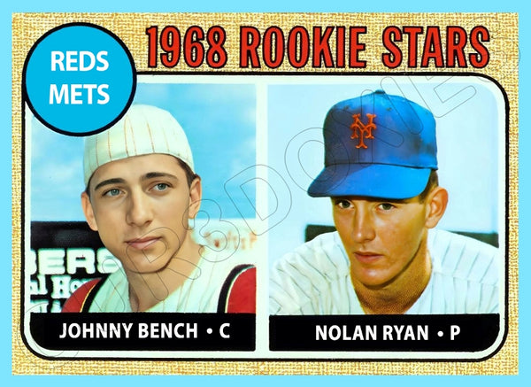 Johnny Bench Nolan Ryan 1968 Topps Custom Card - 4954