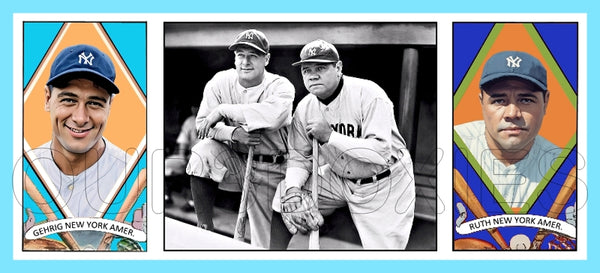 Babe Ruth Lou Gehrig 1912 Hassan Triple Folder Custom Card - 3640