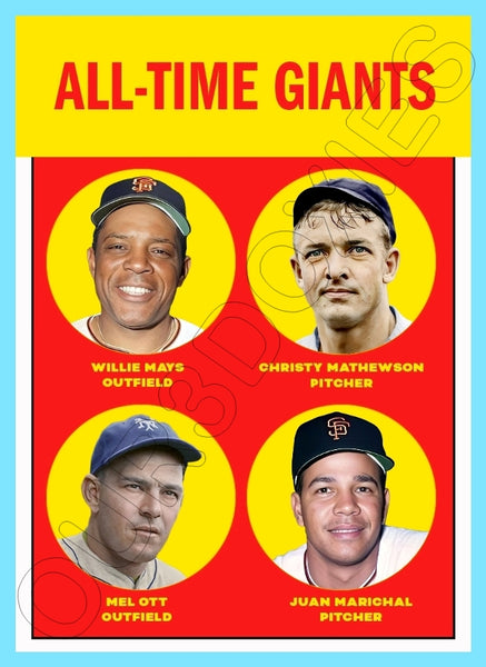 Mays Mathewson All Time Giants 1963 Topps Custom Card - 4352