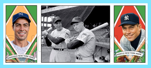 Mickey Mantle Joe Dimaggio 1912 Hassan Triple Folder Custom Card - 3642