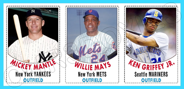 Mantle Mays Griffey 1977 Hostess Panel #2 Custom Card - 4727