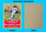 Willie Mays 1928 Sporting News Custom Card - 4961