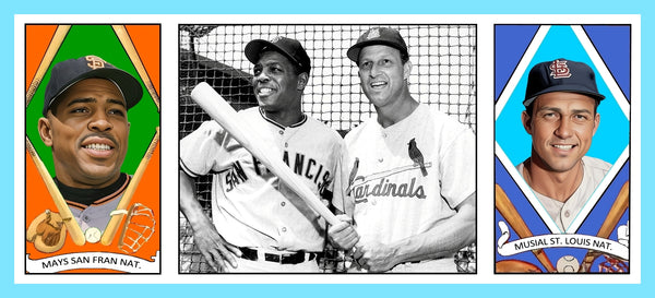 Willie Mays Stan Musial 1912 Hassan Triple Folder Custom Card - 3643