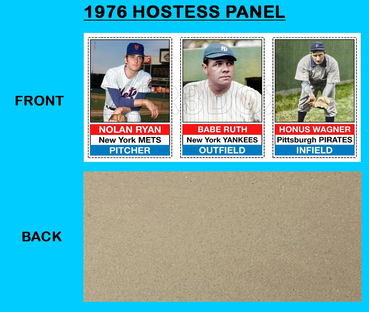 Ryan Ruyh Ruth Wagner Ryan 1976 Hostess Panel #3 Custom Card - 4725 – OUR3DOXIES