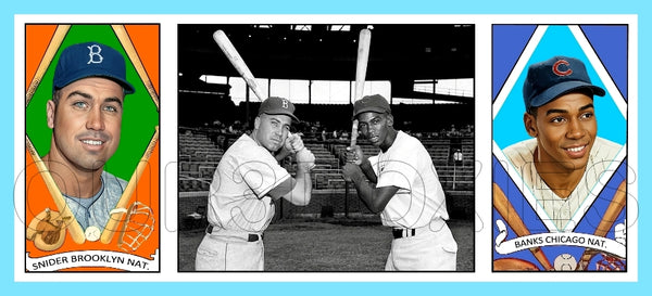 Duke Snider Ernie Banks 1912 Hassan Triple Folder Custom Card - 3645