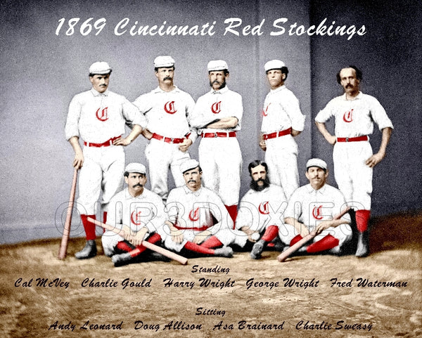 1869 Cincinnati Red Stockings Colorized 8X10 Photo - 56