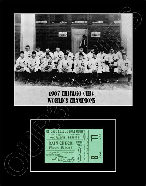 1907 Chicago Cubs World Series Ticket Stub Matted Photo Display 11X14 - 2113