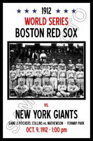 1912 World Series Poster 11X17 - Boston Red Sox vs New York Giants- 1184