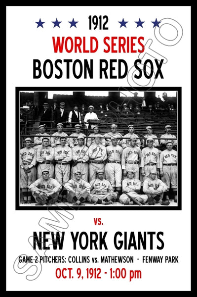 1912 World Series Poster 11X17 - Boston Red Sox vs New York Giants- 1184