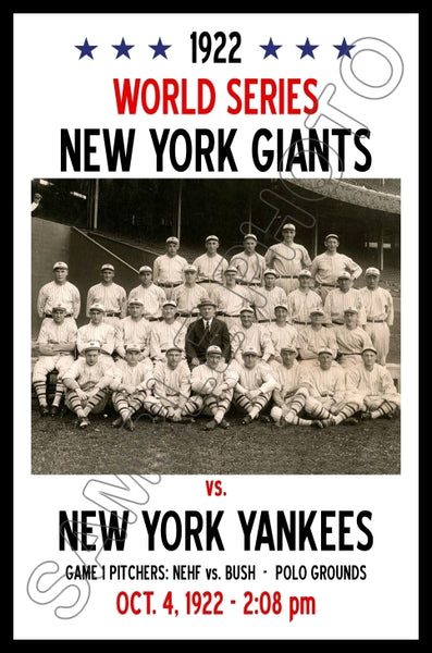 1922 World Series Poster 11X17 - New York Giants vs New York Yankees- 1199