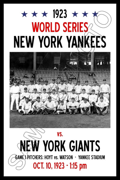 1923 World Series Poster 11X17 - New York Yankees vs New York Giants- 1201