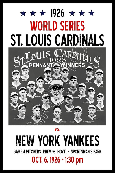 1926 World Series Poster 11X17 - St. Louis Cardinals vs New York Yankees- 1204