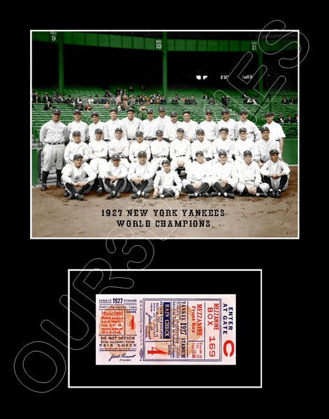 1927 Yankees World Series Ticket Stub Matted Photo Display 11X14 - 2115
