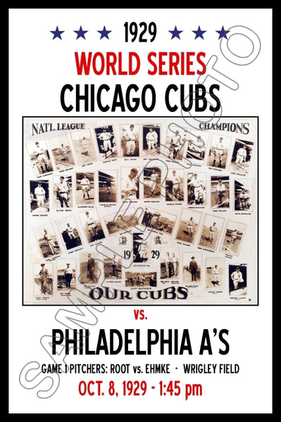 1929 World Series Poster 11X17 - Chicago Cubs vs Philadelphia Athletics A's- 1213
