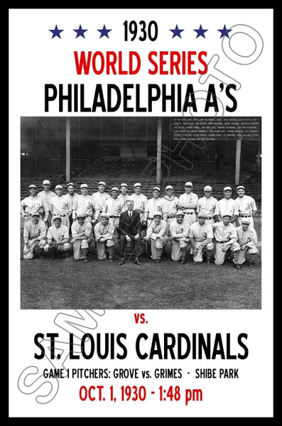 1930 World Series Poster 11X17 - Philadelphia Athletics vs St. Louis Cardinals A's- 1216