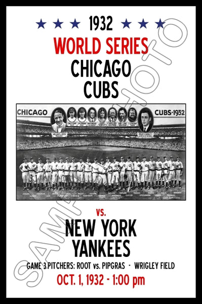 1932 World Series Poster 11X17 - Chicago Cubs vs New York Yankees - 1223