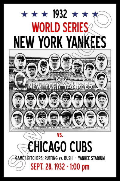 1932 World Series Poster 11X17 - New York Yankees vs Chicago Cubs - 1224