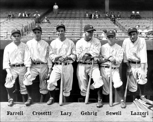 1932 New York Yankees 8X10 Photo - Gehrig Lazzeri Crosetti Lary Sewell Farrell - 869