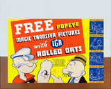 1935 Popeye Magic Transfer Pictures Store Counter Standup Sign - IGA Rolled Oats Wimpy - 2606