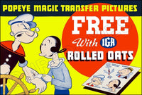 1935 Popeye Magic Transfer Pictures Store Counter Standup Sign - IGA Rolled Oats Olive Oil - 2607