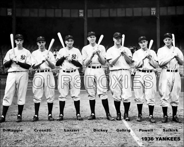 1936 New York Yankees 8X10 Photo - Gehrig Dimaggio Lazzeri - 872