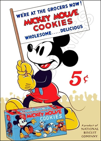 1937 Mickey Mouse Cookies Store Counter Standup Sign - 2417