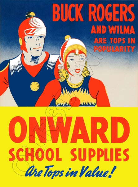1940 Buck Rogers Store Counter Standup Sign - Onward School Supplies - 2608