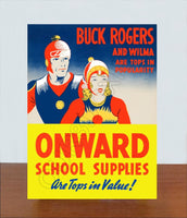 1940 Buck Rogers Store Counter Standup Sign - Onward School Supplies - 2608