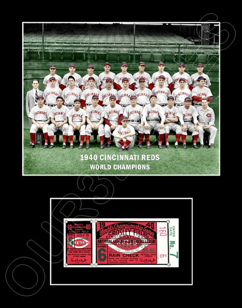 1940 Cincinnati Reds World Series Ticket Matted Photo Display 11X14 - 2120